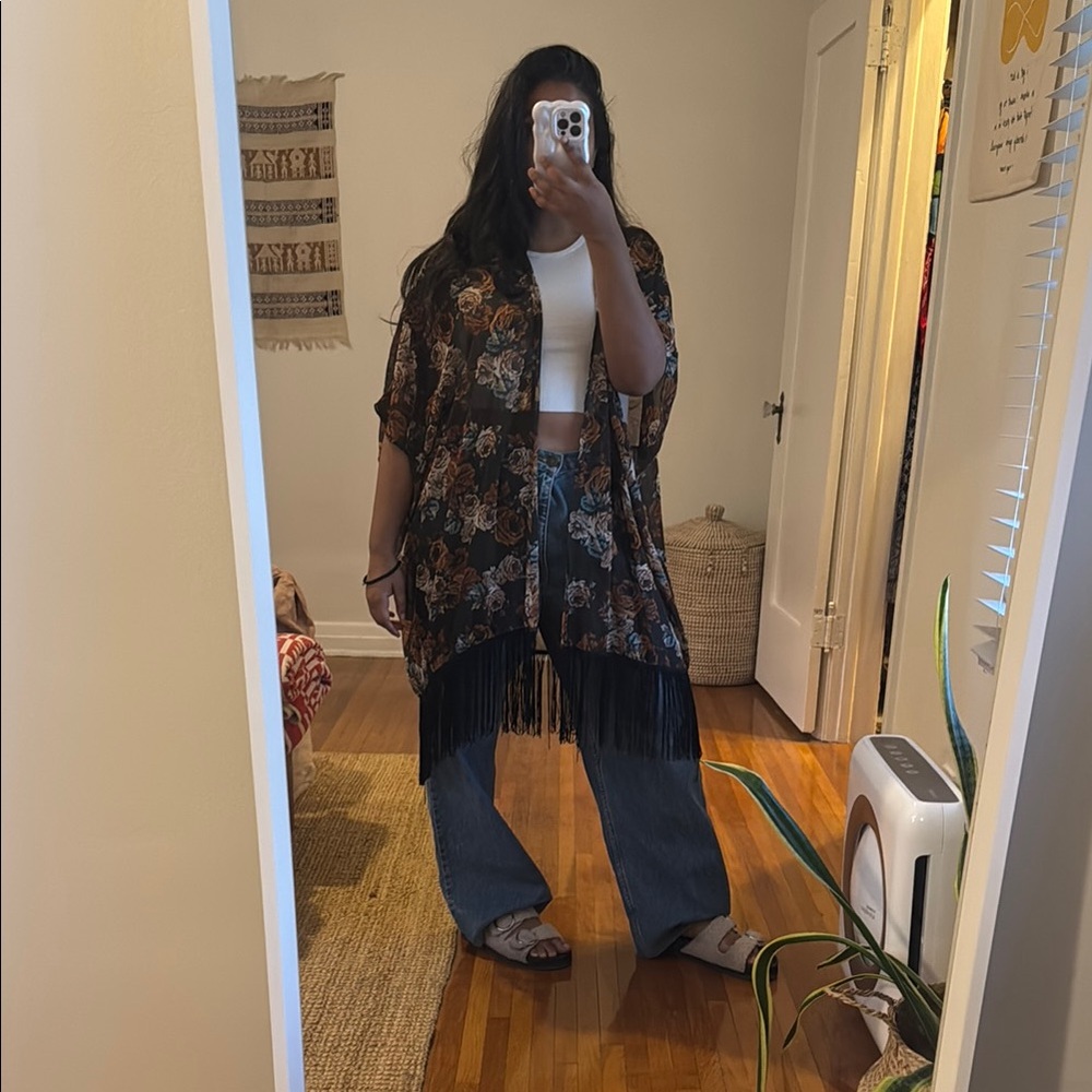 Elegant Floral Sheer Kimono